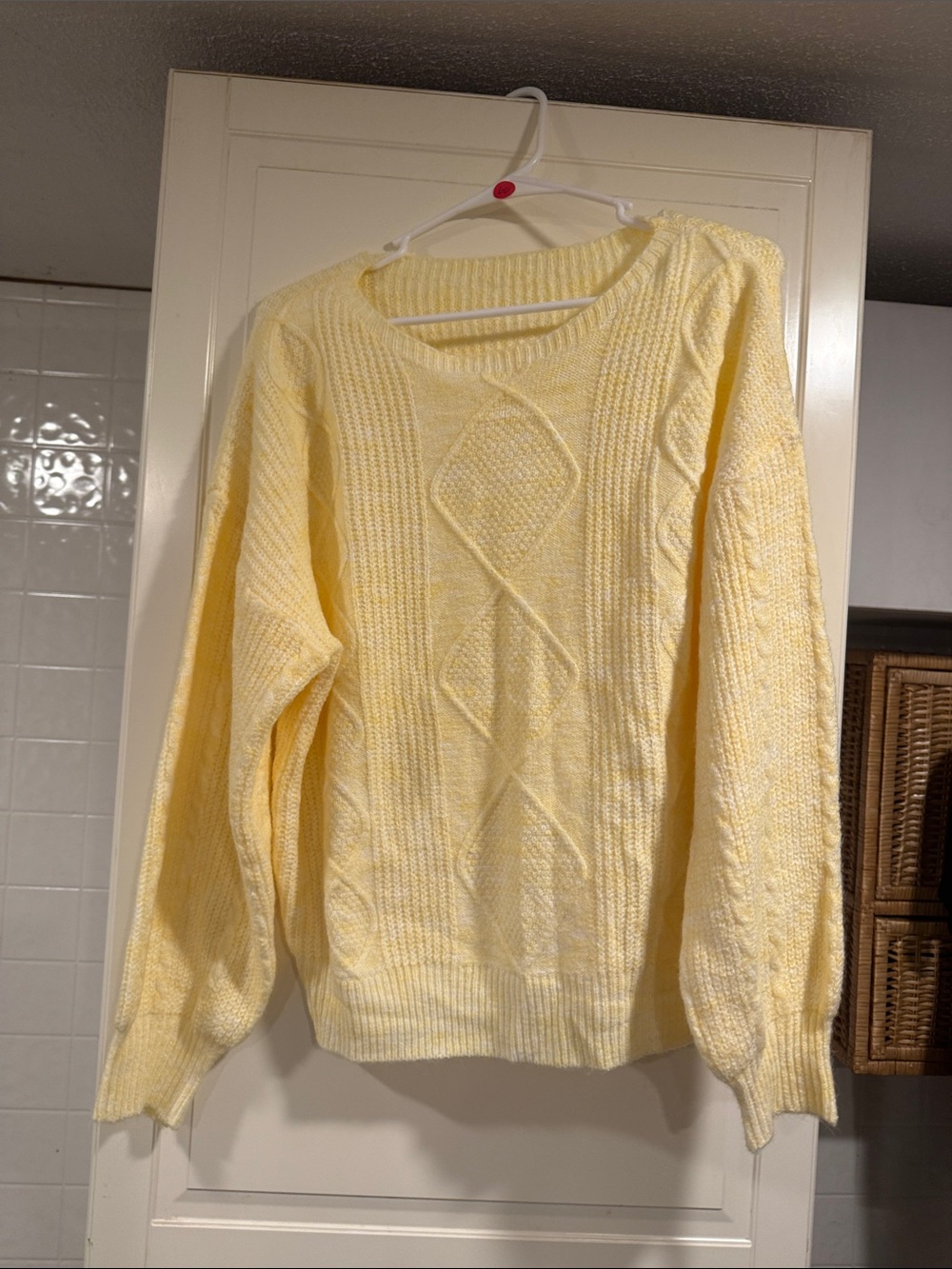 Shein Soft Yellow Cable Knit Sweater size medium 7:28